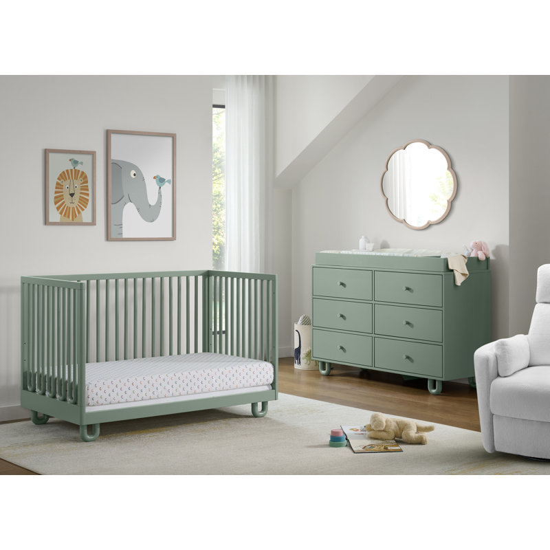  Lit de bébé convertible 3 en 1 Meridian en vert olive, Vert olive