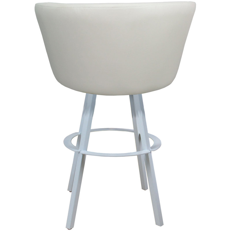 Tabouret de comptoir pivotant en métal Labawld sur base Warren, Blanc / blanc