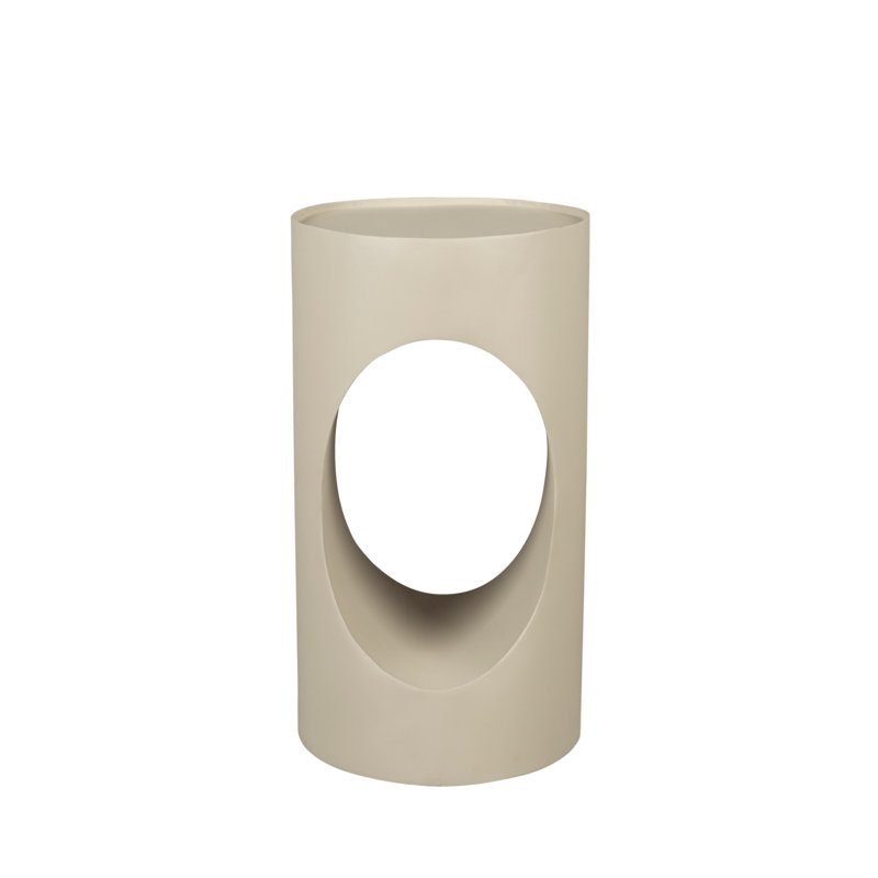 Table de bout cylindrique en fer 22 po Sai, Beige