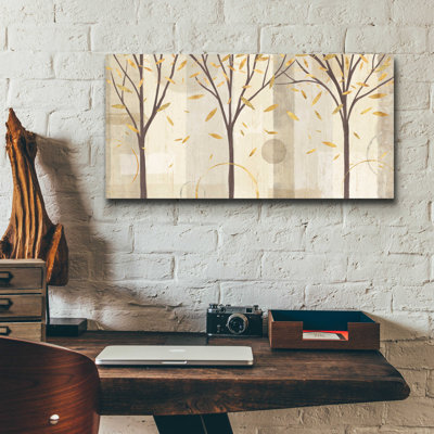 «Watercolor Forest Gold I» par Veronique Charron, art mural en verre acrylique, 24 po x 12 po