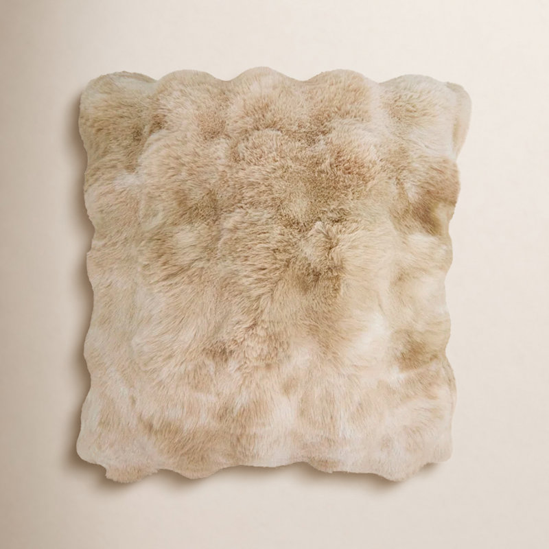 Cozy Bubble Faux Fur Pillow Cover, No Insert, Natural, Square 20"