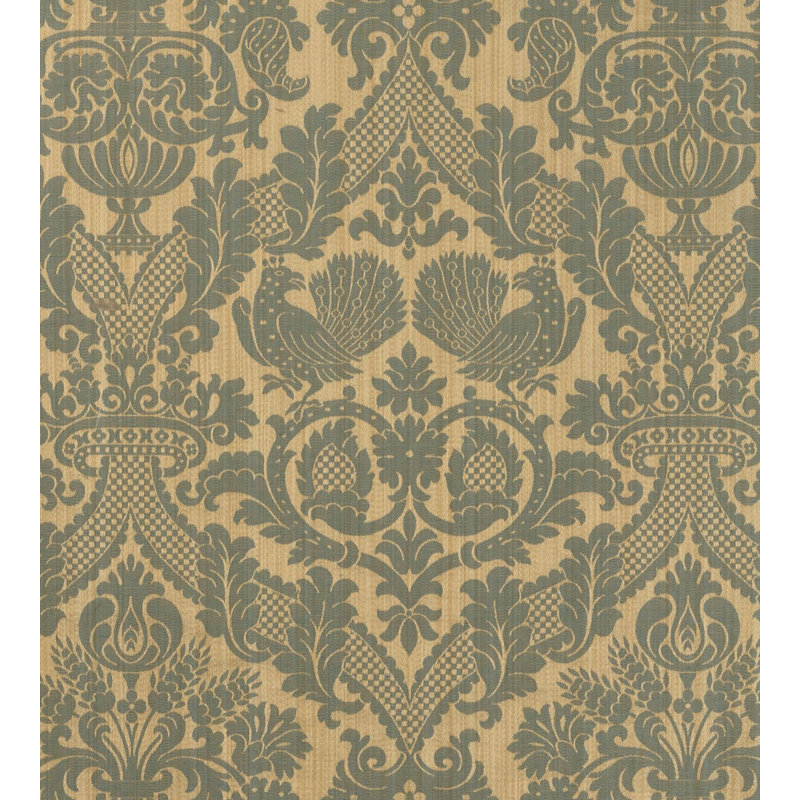 Damas Tanlay Linen Blend Fabric, Gray/Yellow