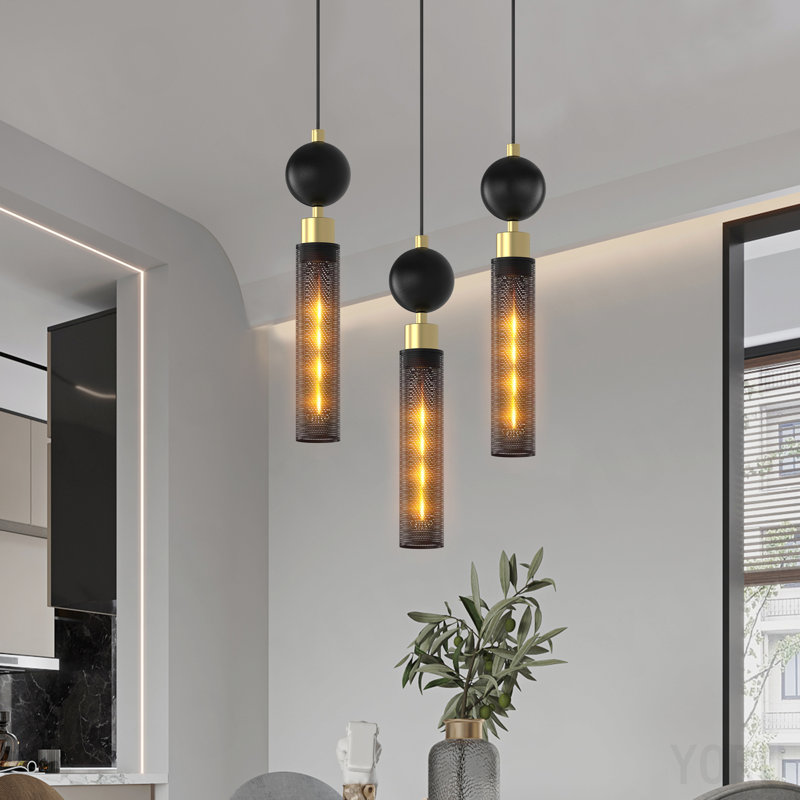 Luminaire suspendu moderne en fer forgé noir (pour îlot de cuisine), luminaire suspendu à cordon réglable, éclairage suspendu au-dessus de l'îlot de cuisine, lustre d'intérieur pour chambre à coucher et salle de bain