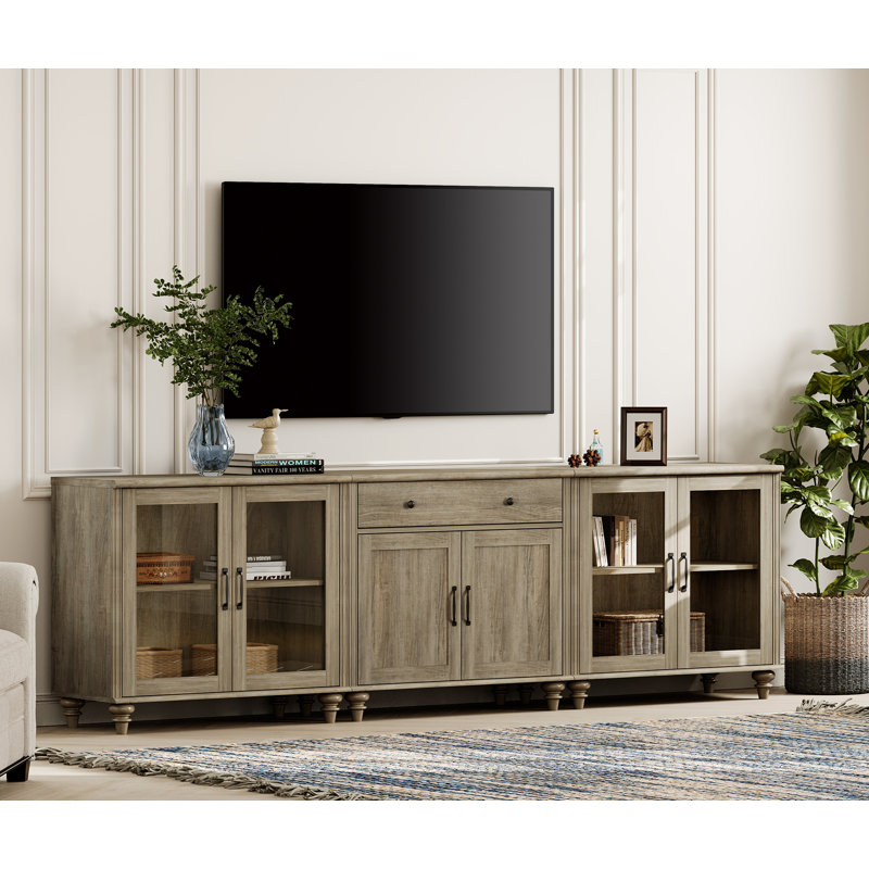 TV Stand For 100 Inch TV, 3-In-1 TV Console Table For 75/80/85/90 Inch TV, Entertainment Center With 6 Doors And A Drawer, Kitchen Sideboard Buffet Cabinet For Dining Room, Wash Gray