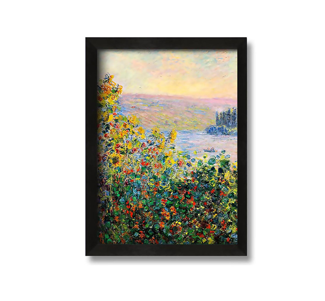 Monet Blumenbeete in Vetheuil von Claude Monet - Bilderrahmen Gemälde auf Leinwand