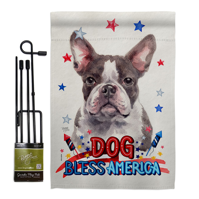 Drapeau de jardin Patriotic Boston Terrier, H 18,5 po x l 13 po