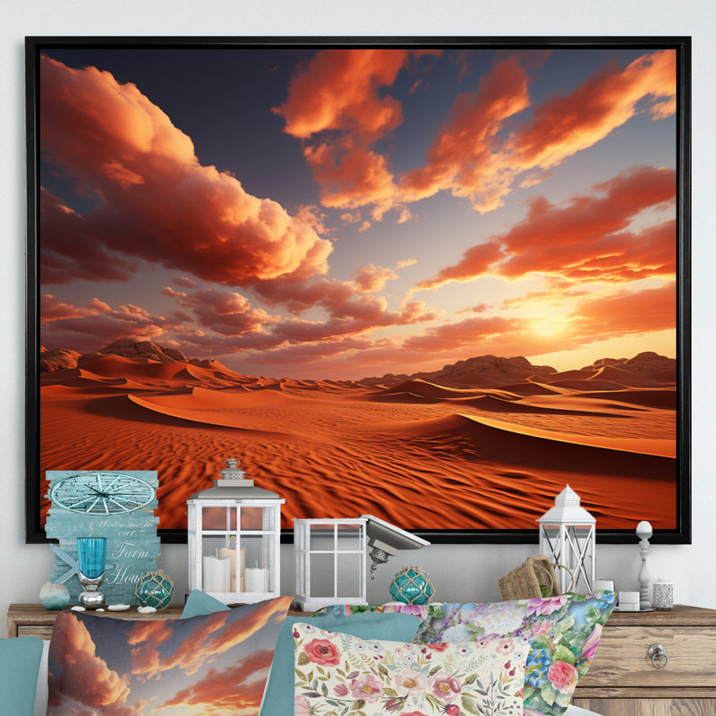 «African Sahara Dreams III», reproduction sur toile, Cadre flottant noir, H 34 po x l 44 po x P 1,5 po