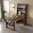 Buffet With Hutch And Foldable Dining Table, Storage Shelves, Side Hooks And A Cabinet With Sliding Doors-955238248
