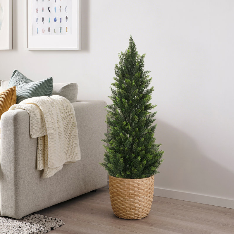 Faux Cedar Tree in Pot - Large Artificial Plant for Home Office Decor, 2PCS, 90cm