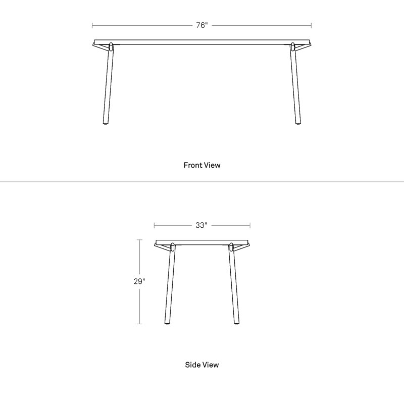 Branch Solid Oak Dining Table, 33" W x 76" L, Oak, White