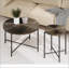 Ensemble de 2 tables basses et tables de bout - Panneau de fibres à densité moyenne imperméable avec revêtement en PVC, conception cylindrique vieillie, pieds en métal - charme rustique classique, technique -58982209