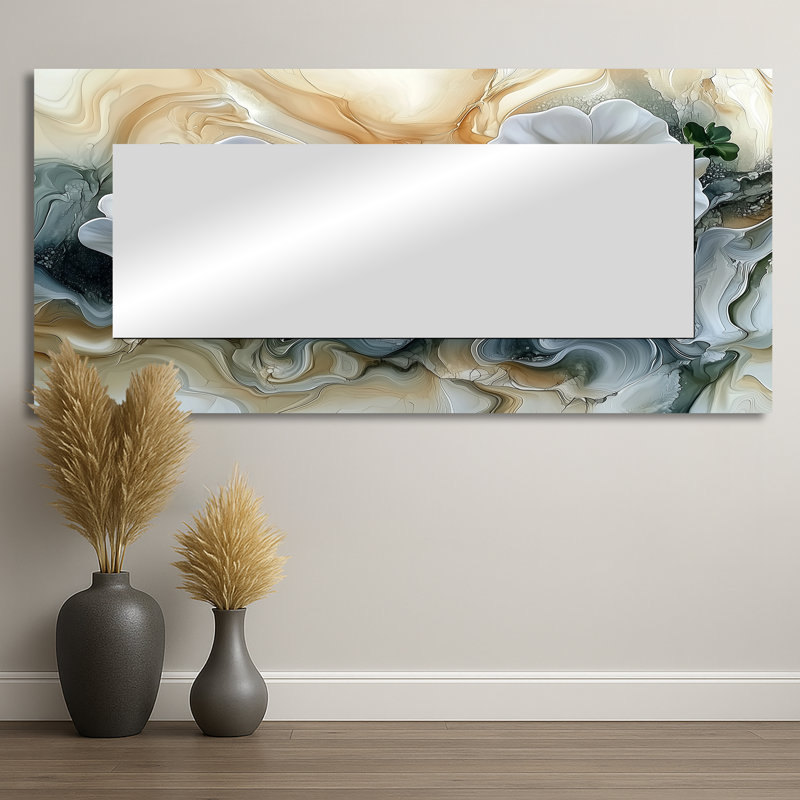 Spring Abstract Symphony Of Geraniums - Floral Mirror Wall Art - Printed On Metal, 28" x 60"