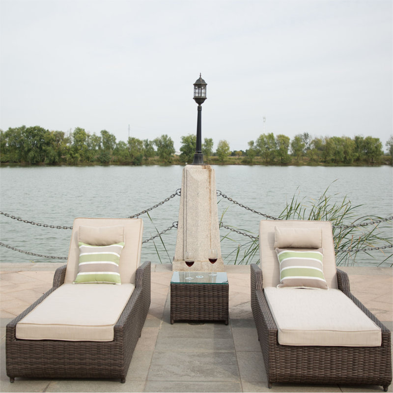 Chaise longue inclinable avec coussin Elia, Beige