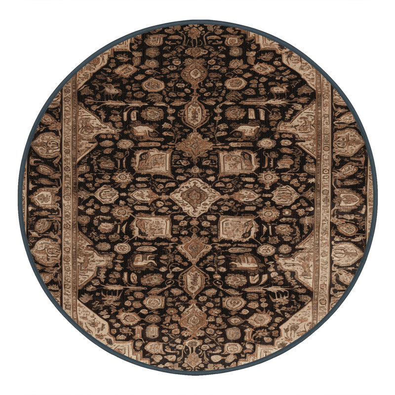 Tapis brun lavable à la machine, Rond 8 pi