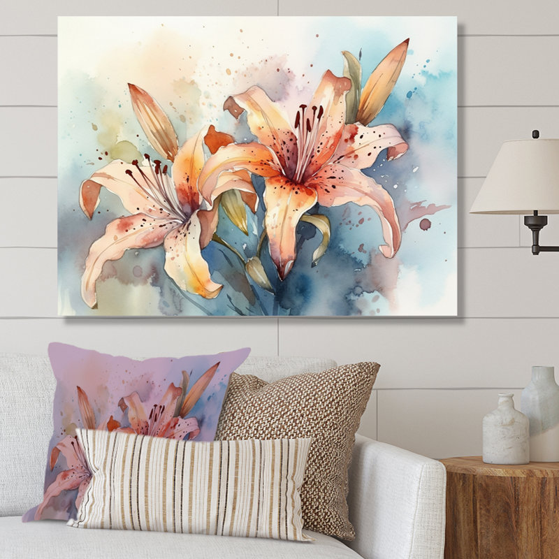 «Orange Lily Symphony I» sur toile, H 16 po x l 32 po x P 1 po, Toile tendue