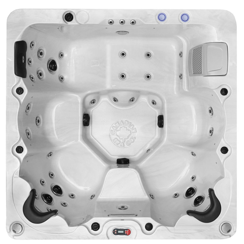 Canadian Spa 230V 6 Person 46 - Jet Acrylic Square Hot Tub with Ozonator and Built-In Speaker in Brown