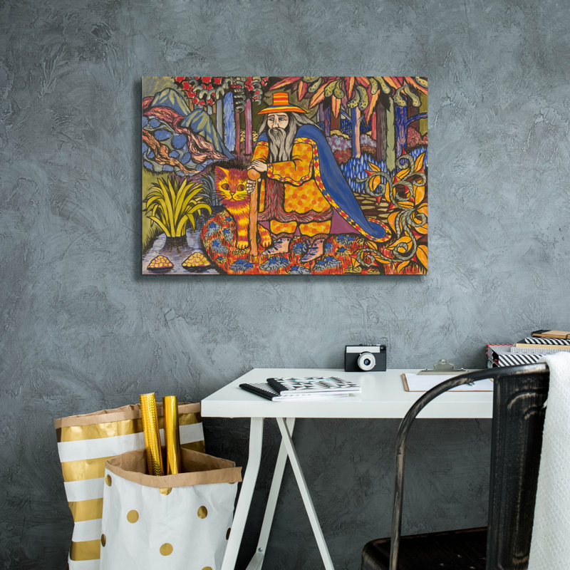  «Wizard and His Cat» par Gale Pitt, art mural sur toile, 26 po x 18 po, H 18 po x l 26 po