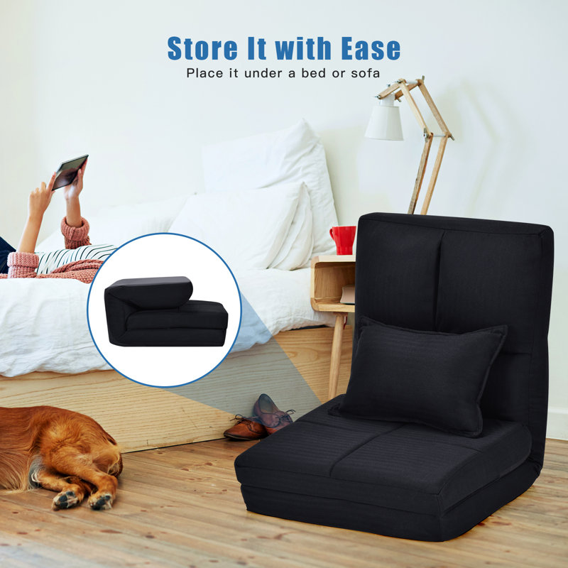 Alanis Twin 103 " Velvet Futon Chair, Black Velvet