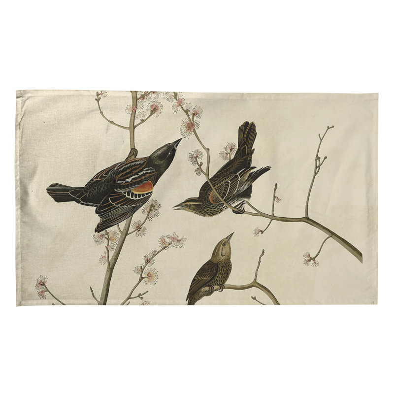 Serviette à thé à oreilles starling, Rouge, Polyester sergé