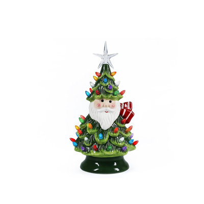 Resin Christmas Tree Tabletop Decoration With Lights - 11 Inch For Home Office And Holiday Decorations