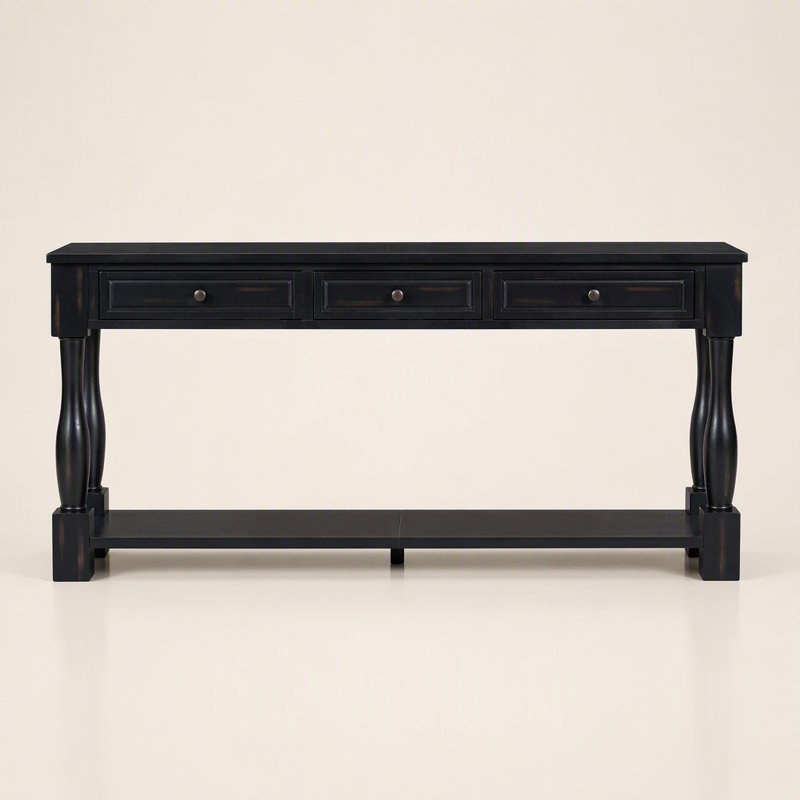 Longue console avec tiroirs et tablette, Espresso, Espresso, Espresso