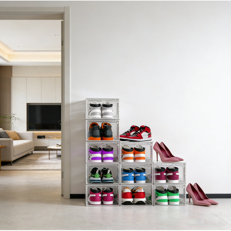 Extra Large Clear Shoe Box Organizers, 9-Pack, Clear