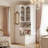 78.7" Floor-To-Ceiling Display Cabinet: Frosted Ribbed Glass, Removable Cushion & Styled Drawers