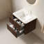 Meuble-lavabo flottant moderne avec lavabo, céramique blanche brillante, finition noyer rétro