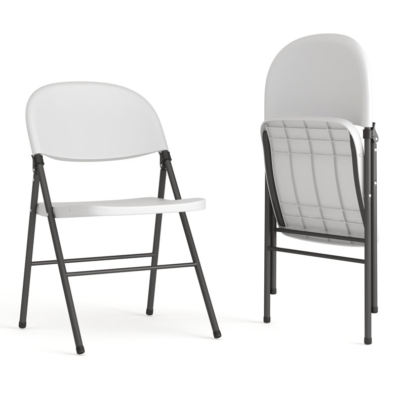 Chaise pliante en plastique avec cadre gris anthracite Ivadelle, Blanc / gris