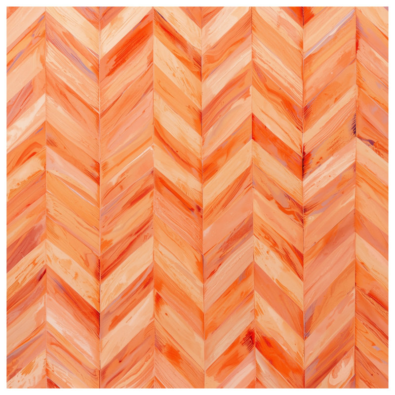 Orange Chevron Pattern Bath Mat, 24in W x 17in L