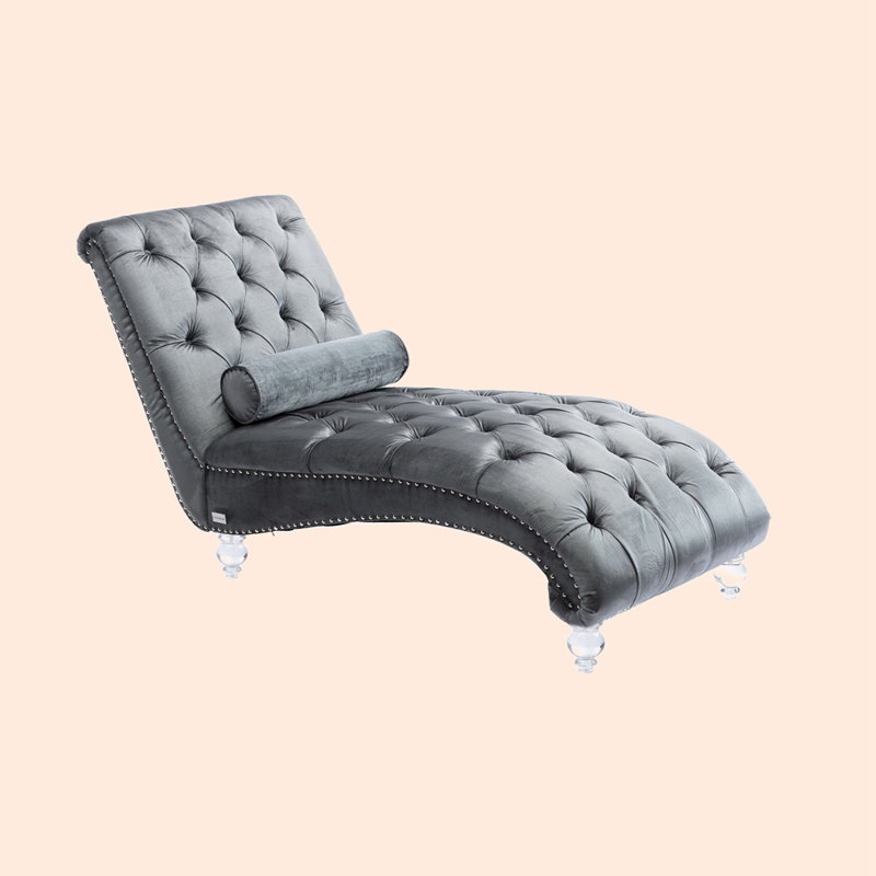Geniece Outdoor Chaise Lounge, Silver Velvet