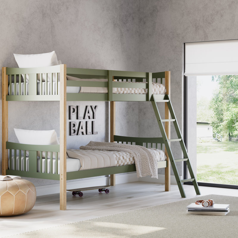 Caribou Storkcraft Solid Hardwood Twin-over-Twin Bunk Bed, Olive/Natural