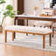 Banc de salle à manger rembourré avec pieds en bois massif pour table de salle à manger, siège en velours beige l 52,8 po-1166012811
