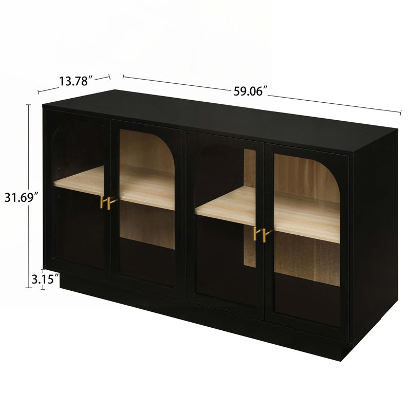 Console en bois avec porte, tablettes