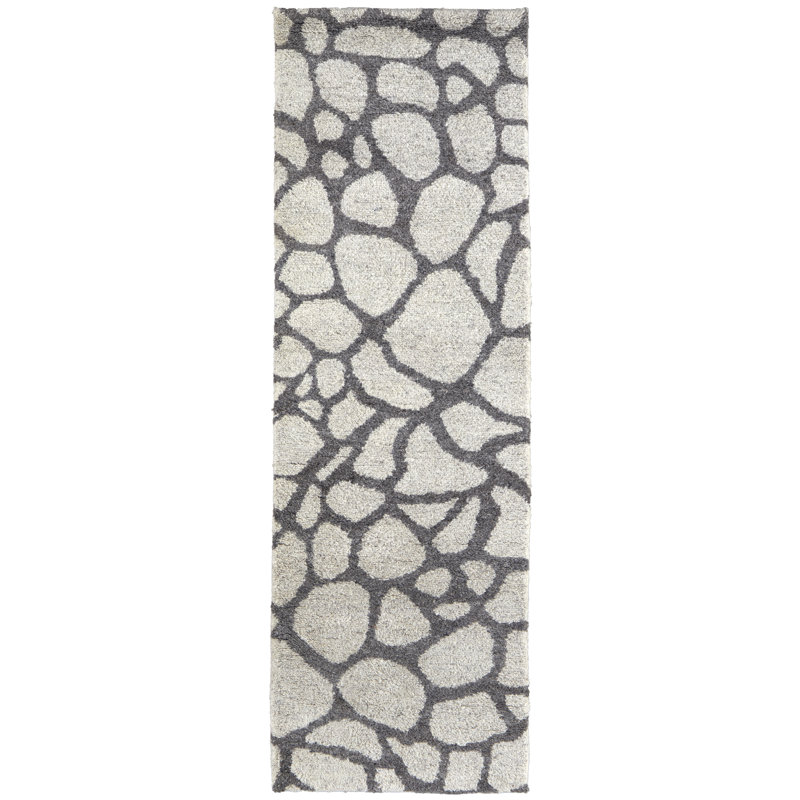 Belden Transitional Abstract, Ivory/Gray Area Rug, Runner 2'6" x 8'