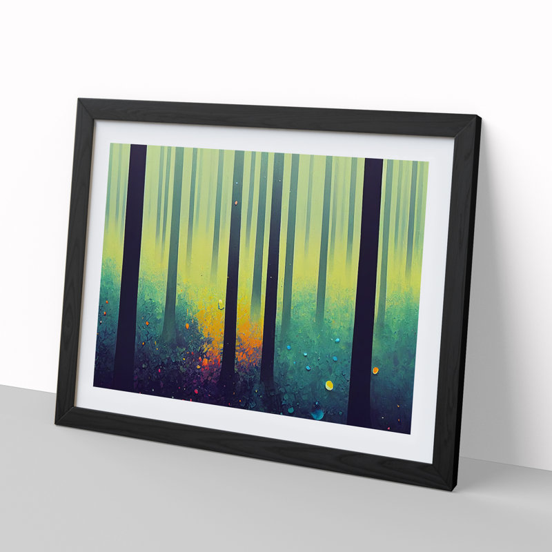 Summer Forest Beauty Vol.3 1 Piece Single Picture Frame Painting, 46cm H x 64cm W x 2cm D, Black