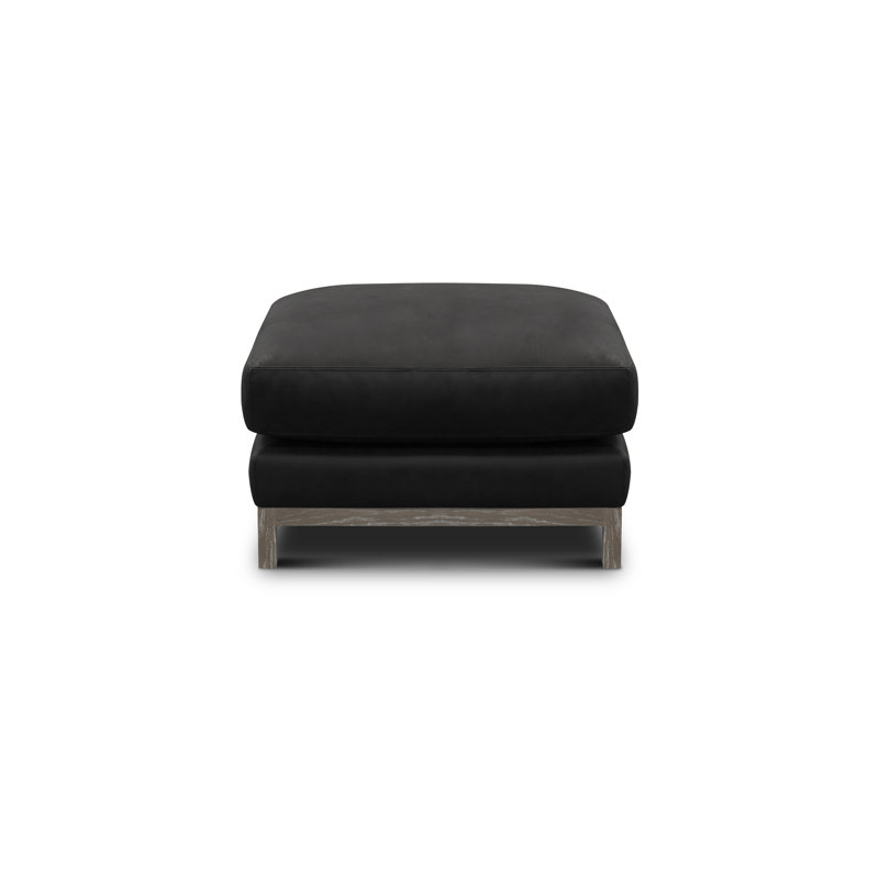 Repose-pieds en cuir véritable Alcina, Cuir véritable gris anthracite