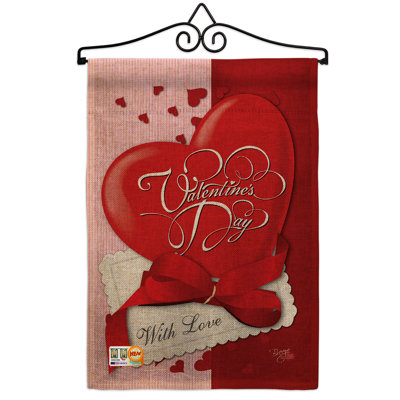 Avec love polyester de 2 côtés 19 x 13 po drapeau de jardin