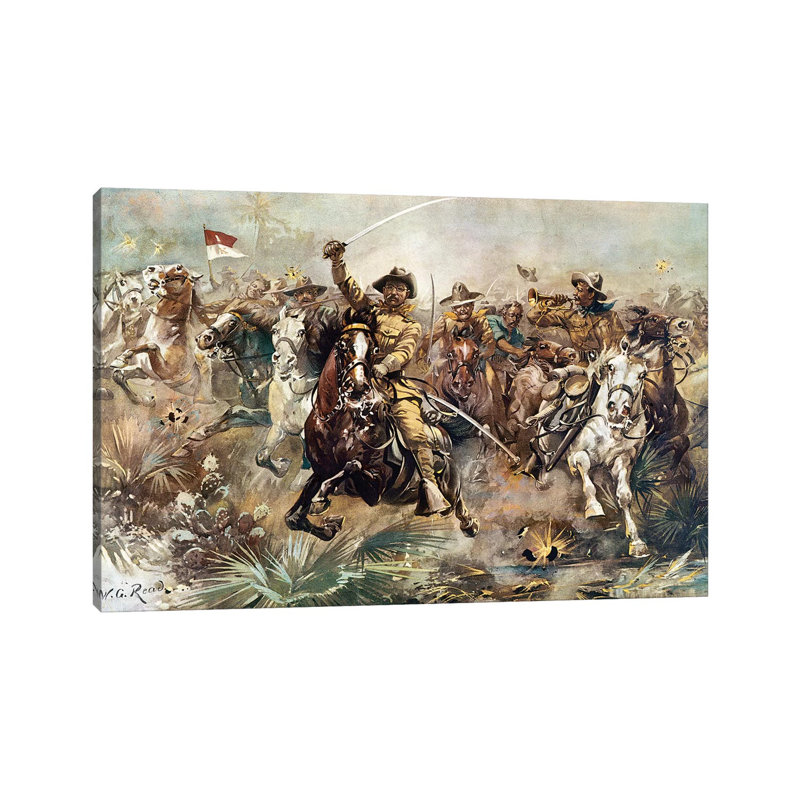 Cuba: Rough Riders, 1898 by W.G. Read - Painting on Canvas, Wrapped Canvas, 20.32 cm H x 30.48 cm W