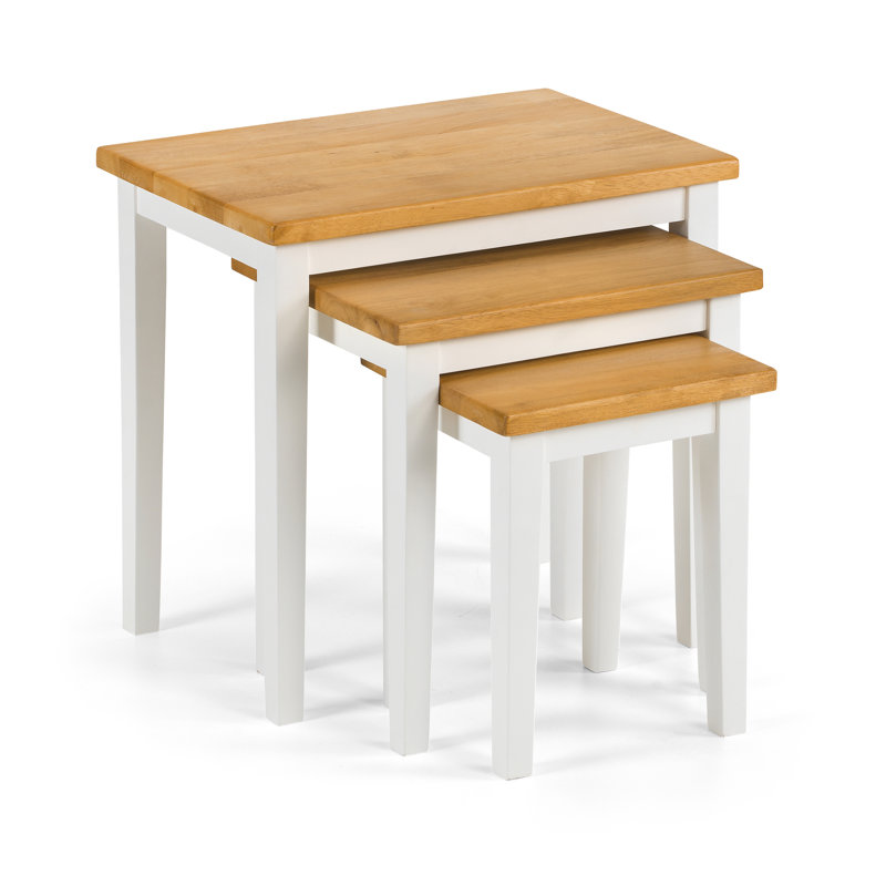 Elvina Solid Wood Nesting Tables, Natural Oak/White