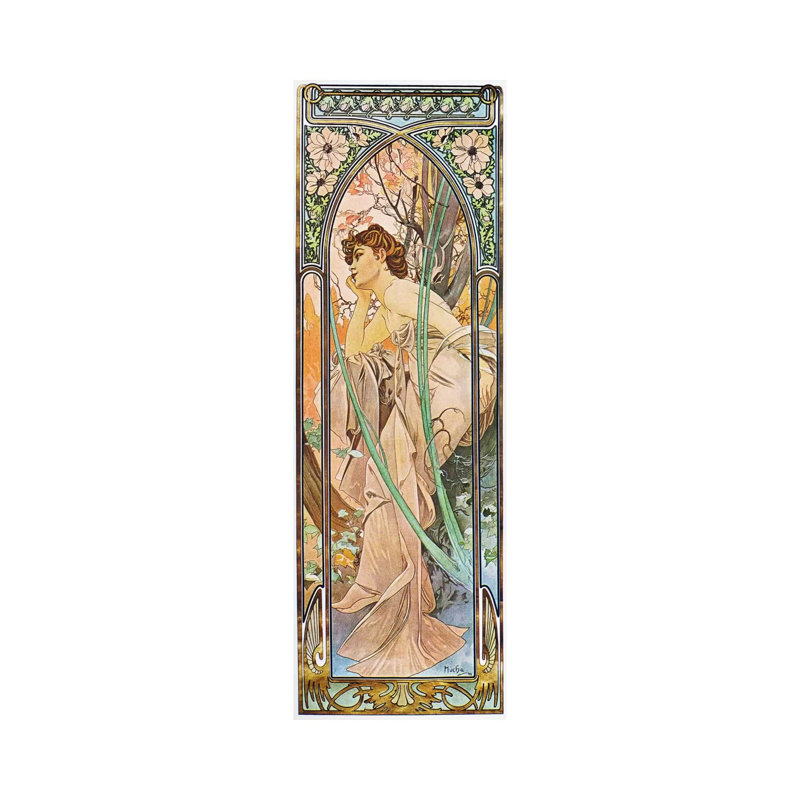 Evening Reverie, 1899 by Alphonse Mucha - Wrapped Canvas Panoramic Print, 30.48 cm H x 91.44 cm W x 3.175 cm D