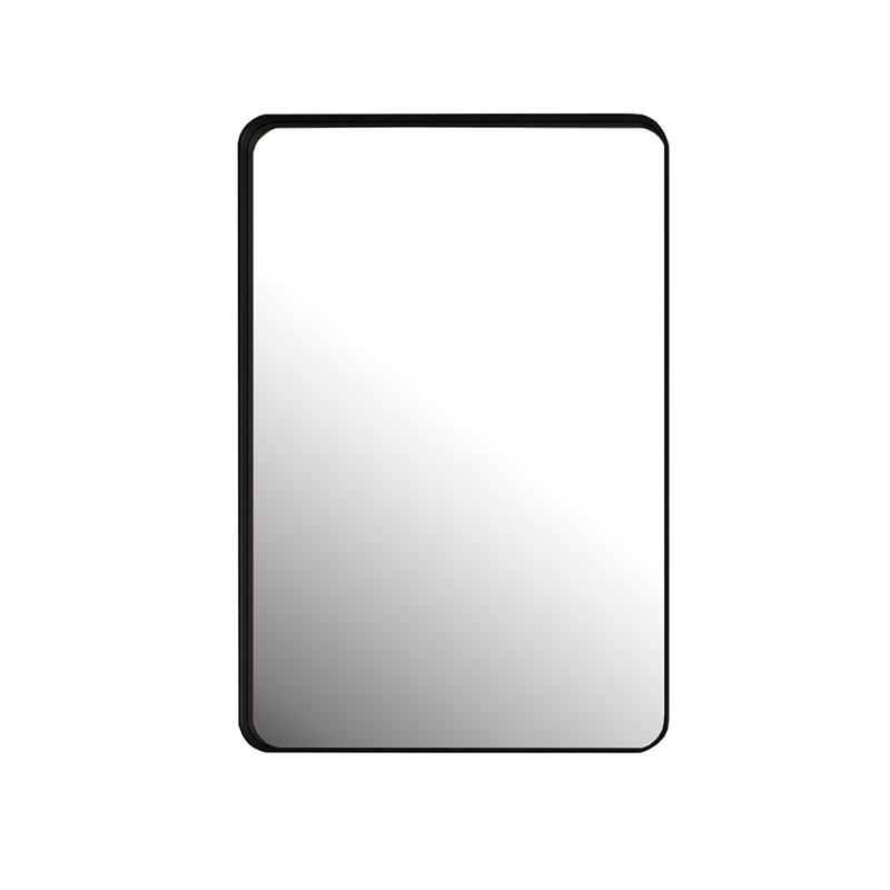 Armoire à pharmacie encastrée en métal noir avec miroir et tablettes