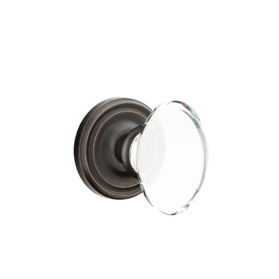 Ensemble de mortaise intérieure Emtek Passage avec rosette régulière et bouton en verre Hampton (LH)