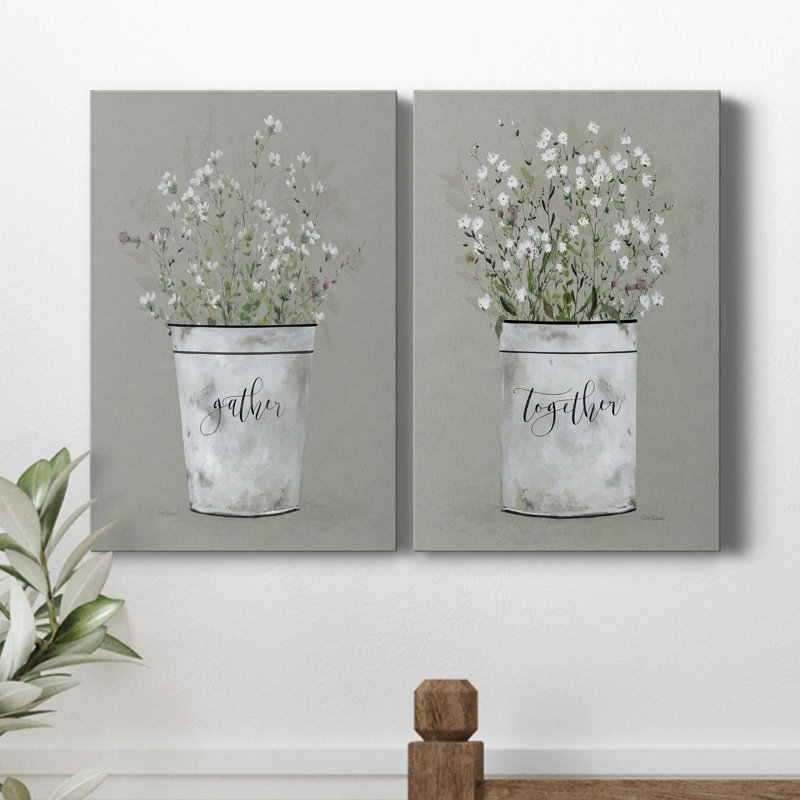 Bouquet of Grace Bucket Gather - Ensemble de 2 impressions sur toile tendue, H 60 po x l 80 po x P 2 po