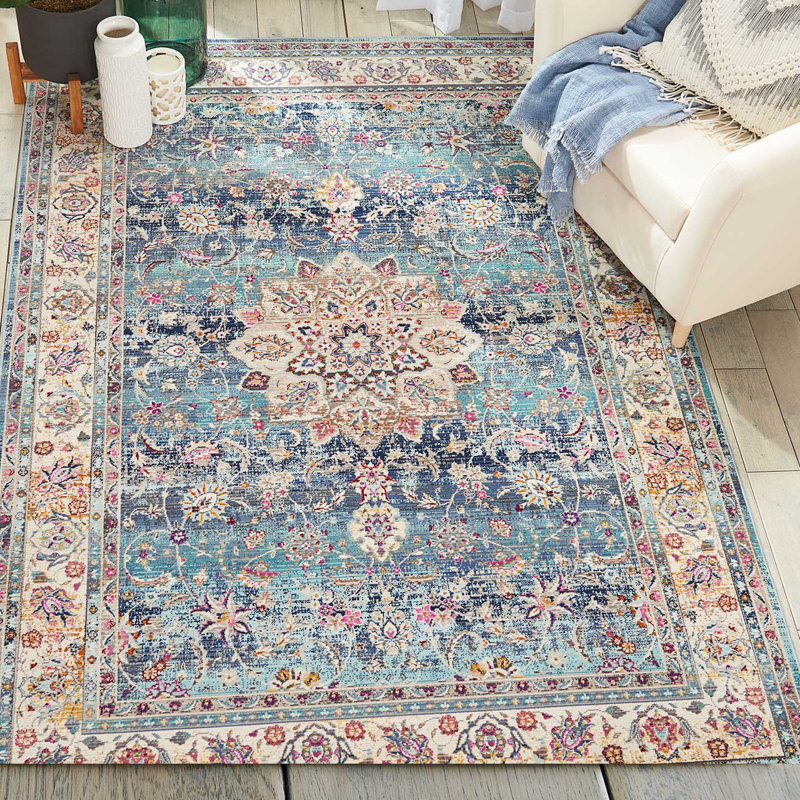 Ankica Floral Area Rug, Round 115 cm