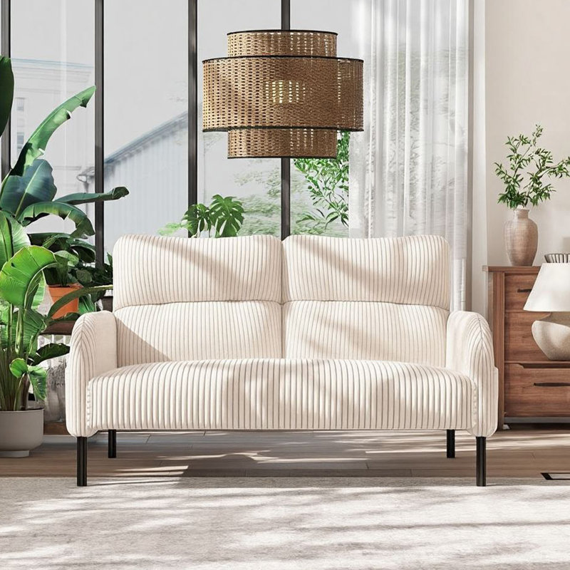 Canapé 47 po en velours côtelé moderne, Beige