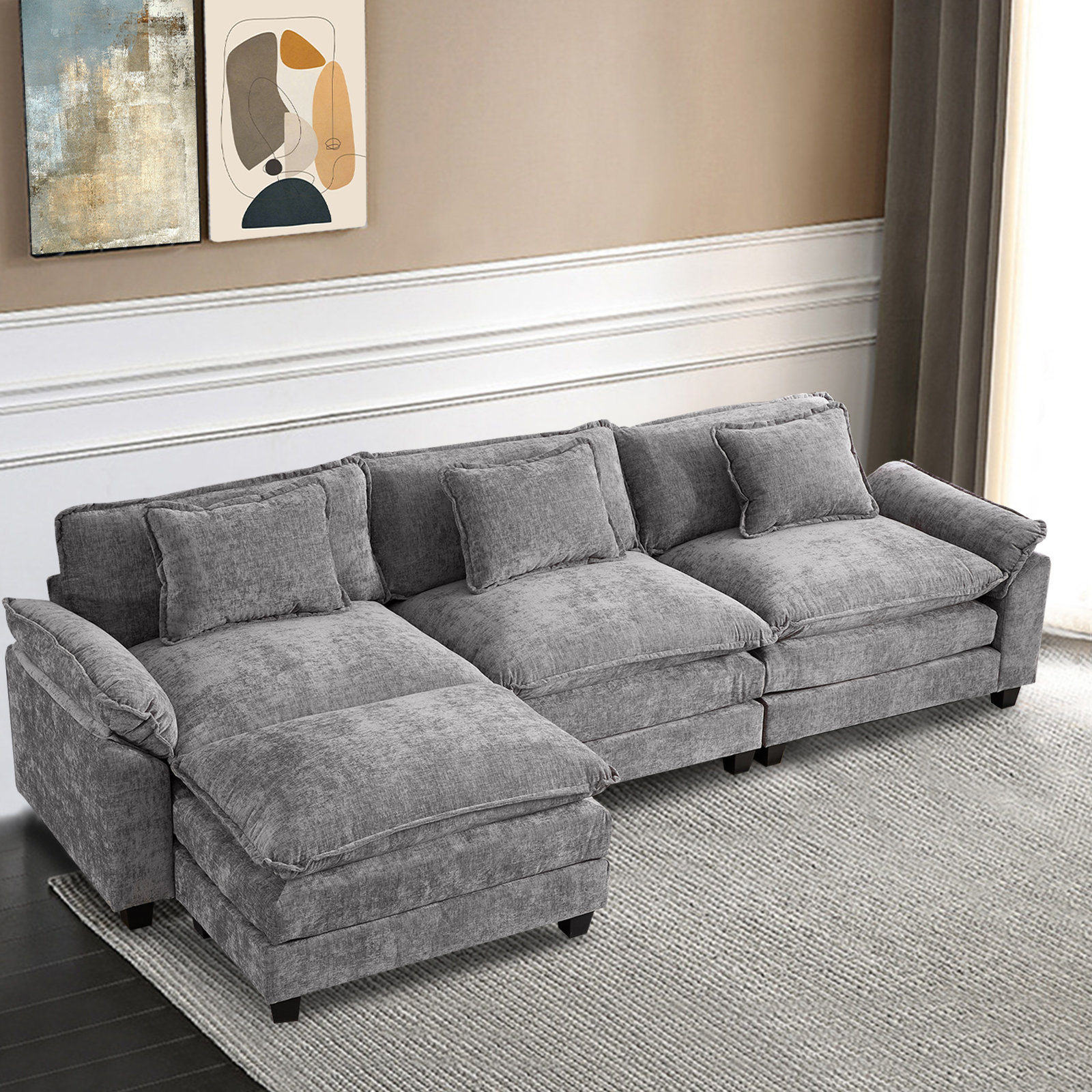Latitude Run® 4 - Piece Upholstered Sectional Sofa Modern Modular Sofa ...