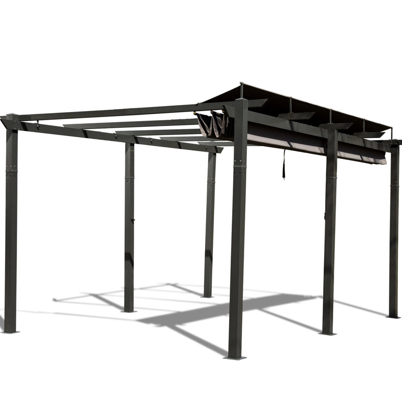 Pergola 11 x 16 pi pour cour extérieure - gris foncé. Fabrication en aluminium, auvent, réglable pour les rassemblements