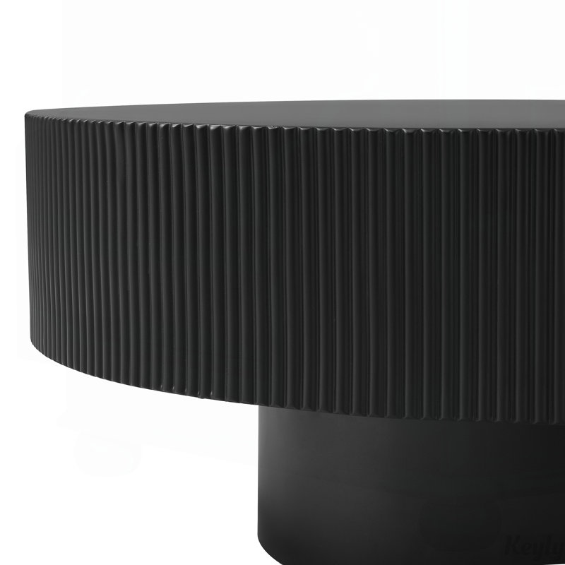 Table basse ronde avec plateau épais de 6,8 po, Noir