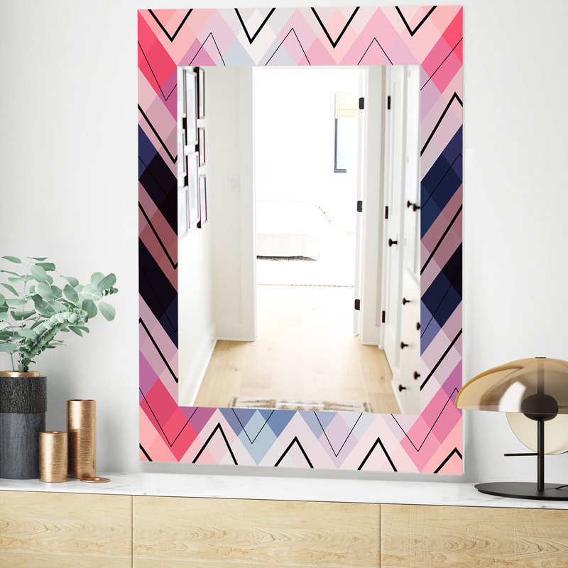 Miroir mural à chevron géométrique moderne, H 24 po x l 32 po